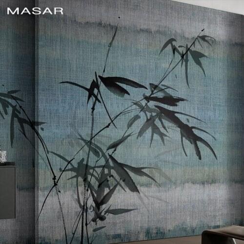 MASAR Simple elegant and pure color murals elderly living room hallway dining hall background wall wallpaper bamboo