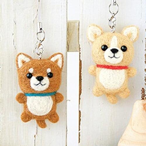 Non-Finished Felt Kit Japan Cute Shiba Dog Pet Toy Doll Wool Felt Poked Kitting Wool Felting Material Package kit DIY at home