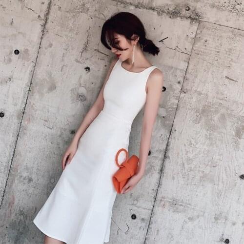 Slim Tight Clothing Temperament Party Elegant White Small Dress Skirt Banquet Evening Dress
