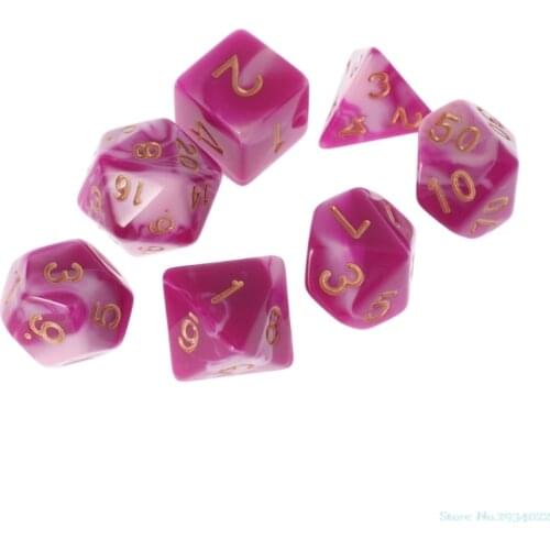 New 7Pcs/Set Sided Dice Set D4 D6 D8 D10 D12 D20 For Dungeons&Dragon D&D RPG Poly Game Fun Drop Ship