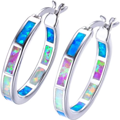 Nice Fire Opal Hoop Earrings for Women