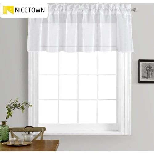 NICETOWN Kitchen Window Treatment Voile Valance Linen Look Sheer Curtain Tier for Small Window Home Kitchen White Noren