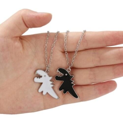 Hip Hop Dinosaur Necklaces For Women Titanium Dinosaur Black White Chunky Pendant Necklace Cartoon Animal Summer Couple Jewelry