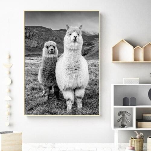 Alpaca Poster Animal Prints Wall Art Canvas Painting Nordic Posters & Prints Wall Pictures For Living Room Decor Office Decor