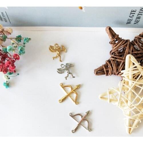 20pcs Zinc Alloy Cupid Arrow Angel Charms Gold Silver Pendants Jewelry DIY Floatings Earring Necklace Bracelet Accessories FX173
