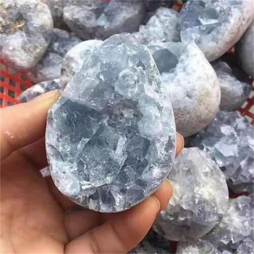 Natural rough raw blue celestite cluster geode crystals healing stones for mineral specimen