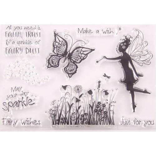 Butterfly Fairy Transparent Clear Silicone Stamp Seal DIY Scrapbook Rubber Stencil Embossing Diary Decor Office School Supplies