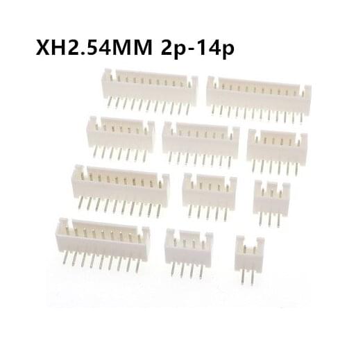 XH2.54mm straight pin Header 2/3/4/5/6/7/8/9/10/11/12/15/16/20P pin XH-A wire Connector XH2.54 pitch spacing 180 angle PCB Car