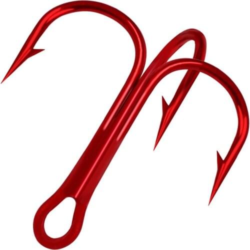 10pcs/lot Red Color Fishing Hook Sharp High Carbon Material Barbed Hooks Round Folded Saltwater Bass 2#-10# Fishing Tackle Tool