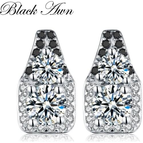 Boucles d'oreilles Pour Les Femmes 925 Sterling Silver Fine Jewelry Vintage Engagement Stud Earrings for Women T012