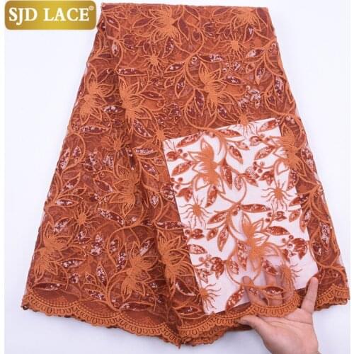 SJD LACE Sequins Milk Silk Lace 2020 New Design African Lace Fabric Handmade Embroiderey French Laces Fabric For Wedding A2040
