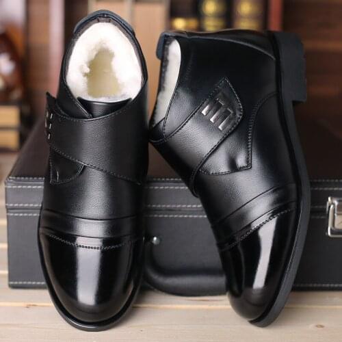 Winter high shoes plus velvet mens shoes winter warm mens cotton shoes mens leather business casual shoes cotton shoes tyh6