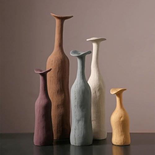1pcs Modern Creative Ceramic Vase Minimalist Morandi Colored Vases LIving Room Home Decor Nordic Style Sculpture Art Ornaments
