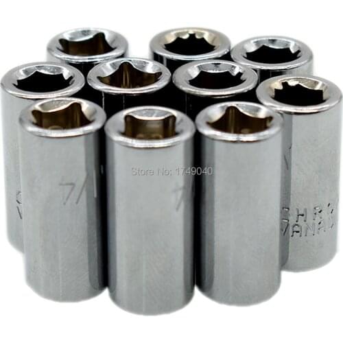 10 Piece 1/4" Square Drive to 1/4" Hex Shank Adaptor Socket Drive Impact Wrench Screwdriver Bits Holder Conversion Adaptor Set