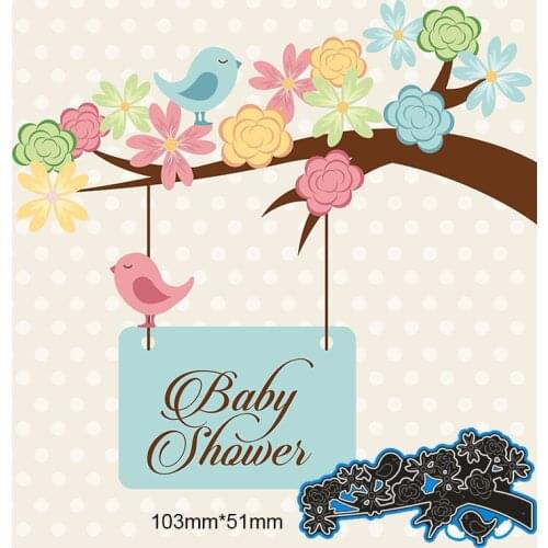 103*51mm bird flower branch New Arrival Frame Cutting Dies Stencil DIY Scrapbooking Photo Album Embossing Paper Card