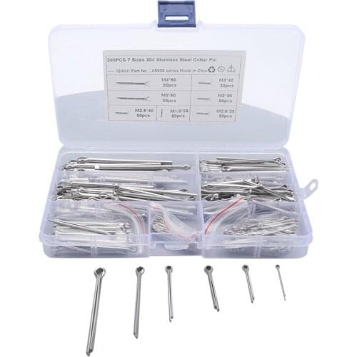 280Pcs 7 Kinds/Sizes 304 Stainless Steel Cotter Pin Assortment M1.5-M4 Cotter Pins Kit for Automotive, Mechanics