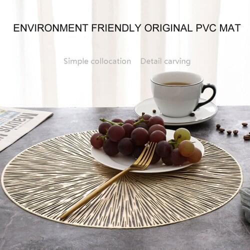 4/6pcs PVC Hollow Round Placemat Waterproof Non Slip Dining Table Mats Heat Insulation Steak Plate Pad Coffee Coaster Kitchen