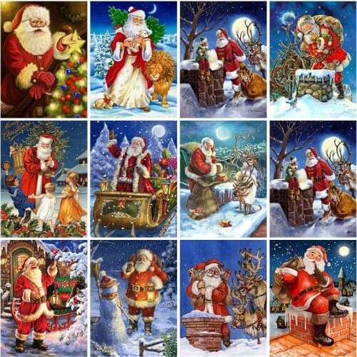 Santa Claus DIY 5D Diamond Painting Full Round Resin Cartoon Diamond Embroidery Cross Stitch Kits Christmas Gift Wall Decor