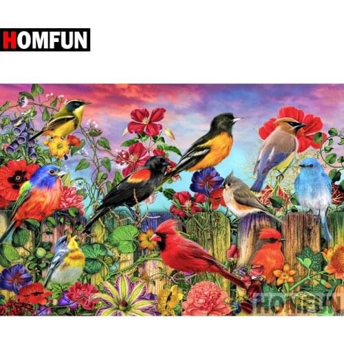 HOMFUN Full Square/Round Drill 5D DIY Diamond Painting "Bird & Flower" Embroidery Cross Stitch 5D Home Decor Gift A07312