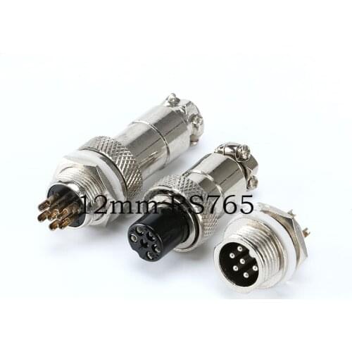 Free shipping 10pc GX12-6P 12mm RS765 Socket+Plug Aviation plug interface 6 Core Wire Panel Connector kit 6p GX12-6