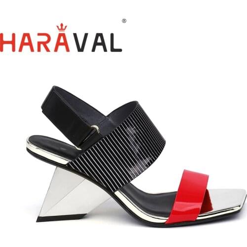 Women Sandals Genuine Leather Hig Qualit Fashion Elegant Strange Style Summer Buckle Strap Shose Womens Lady Office & Career B2