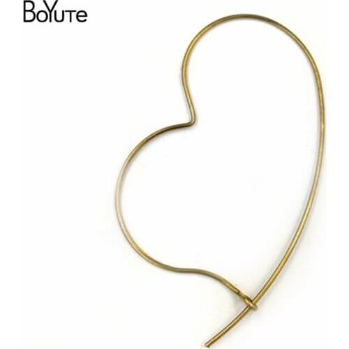 BoYuTe 50 Pieces Metal Copper 42*0.6MM Heart Ear Hook Wires Diy Hand Made Earring Parts Accessories