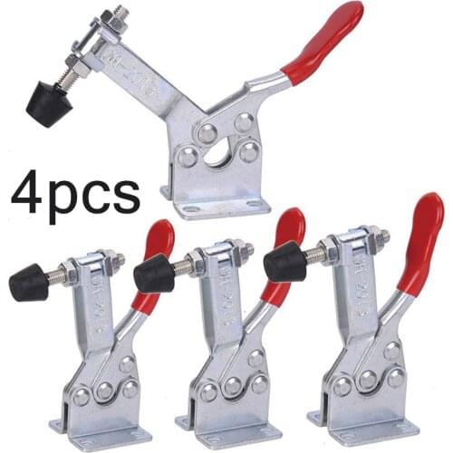 4 Pcs/Set GH-201B Heavy Duty Toggle Clamp Horizontal Clamp Quick Release Locking Lever Fastener Hand Tool Set GH201B
