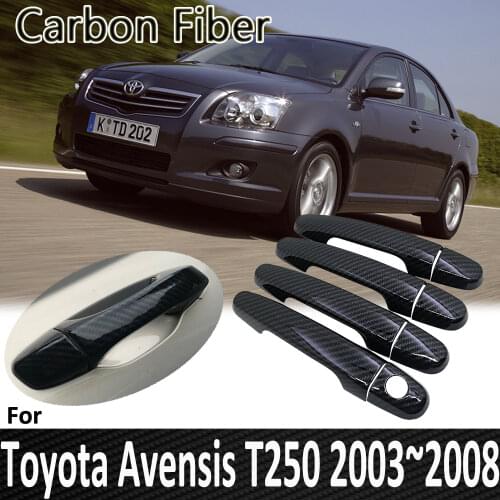Black Carbon Fiber for Toyota Avensis T250 T25 2003 2004 2005 2006 2007 2008 Auto Door Handle Cover Sticker Car Accessories
