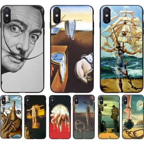 FHNBLJ Salvador Dali Art Black Cell Phone Case for iphone 11 12 mini Pro Max X XS MAX 6 6s 7 8 plus 5 5S 5SE XR SE2020