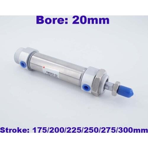 CM2B double acting stainless steel air cylinder bore 20mm stroke CDM2B20-175/200/225/250/275/300mm pneumatic cylinder sales