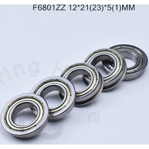 F6801ZZ 12*21(23)*5(1)MM 10pieces bearing Flange bearings 6801 F6801Z F6801ZZ chrome steel deep groove bearing