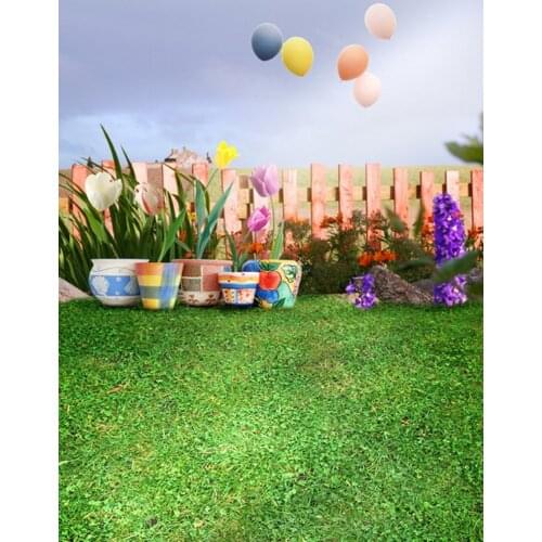 Lawn Grass Flowers Balloon Photography Backdrops Photo Props Studio Background 5x7ft