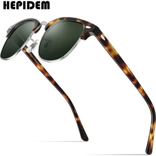 HEPIDEM Acetate Polarized Sunglasses Women Vintage Retro Round Sun Glasses for Women Brand Design Transparent Sunglass 9171