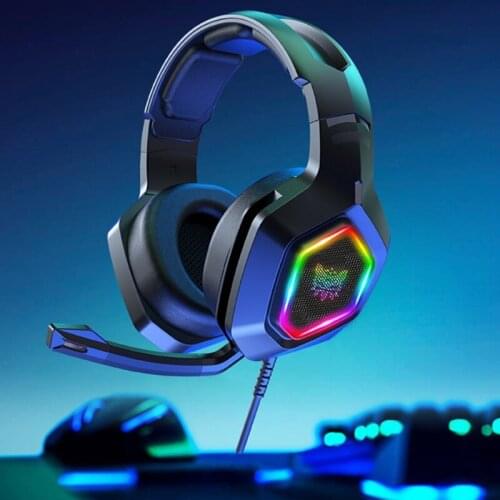 Gaming Headset with Surround Sound Stereo Headset with Noise Canceling LED Light Compatible with PC PS4 Laptops