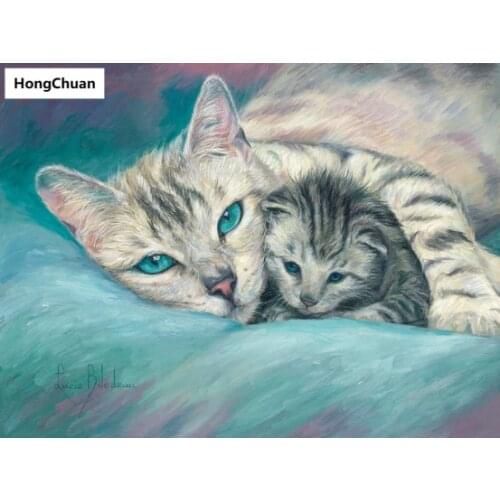 Cat Mural 5D DIY Square/Round Diamond Painting Mosaic Cross Embroidery Handicraft Home Decoration Christmas Gift New Year