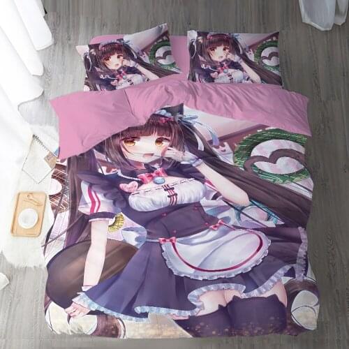 Game Nekopara 3D Bedding Set Duvet Covers Pillowcases Comforter Bedding Sets Bedclothes Bed Linen bedding sets 01