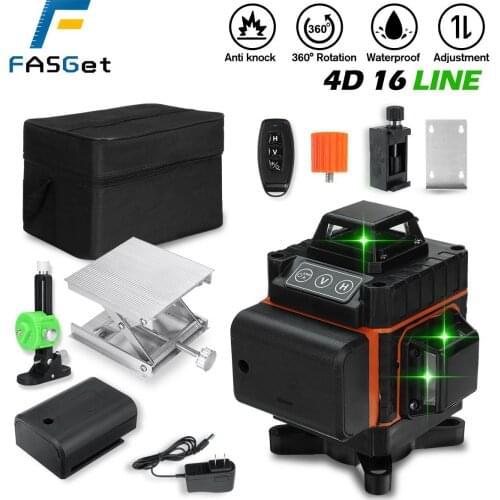 4D 16 Lines Green Laser Levels 360 Horizontal &Vertical Cross Lines With Auto Self-Leveling super powerful Indoors Tools EU plug