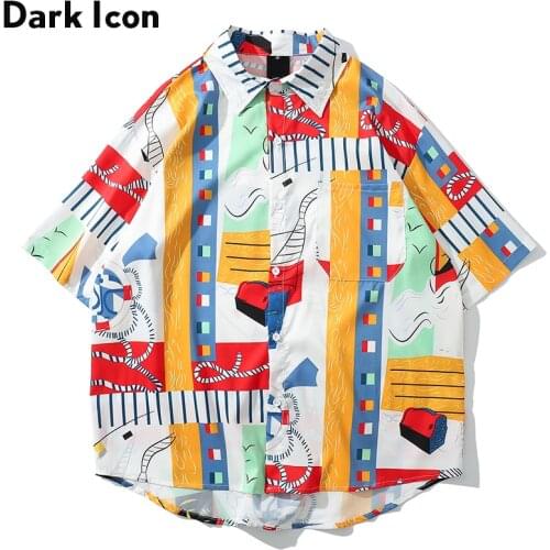 Dark Icon Hawaii Shirts Men Summer Beach Vacation Mens Shirt 2019 Street Shirt Men Male Tops