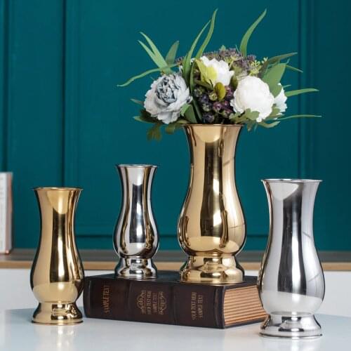 Chinese Style tabletop Vases Modern Minimalist Fashion Ornaments Crafts Decorative Stainless Steel Vase metal Flower Vases