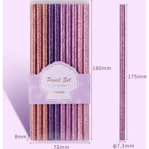 Never Mermaid Series Christmas Creative Pencils Sequin Pencil Lot 10pcs/box HB Wood Pencil Student Prize Gift Stationery