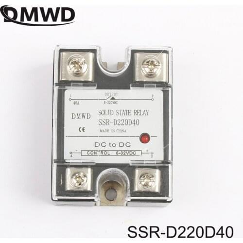 SSR 40DD 40A DC single phase solid state relay with indicator SSR-40DD Input 5-32V DC load 5-220V DC SSR-D220D40