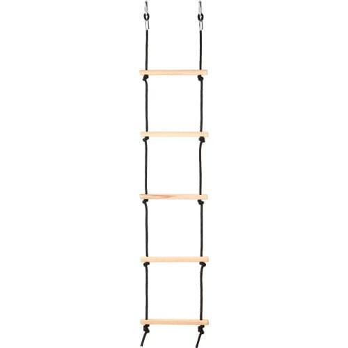 Outdoor Wooden Swing Rope Ladder with 2 Hooks Kids Climbing Obstacle Game Hanging Ladder Swing Playground Set