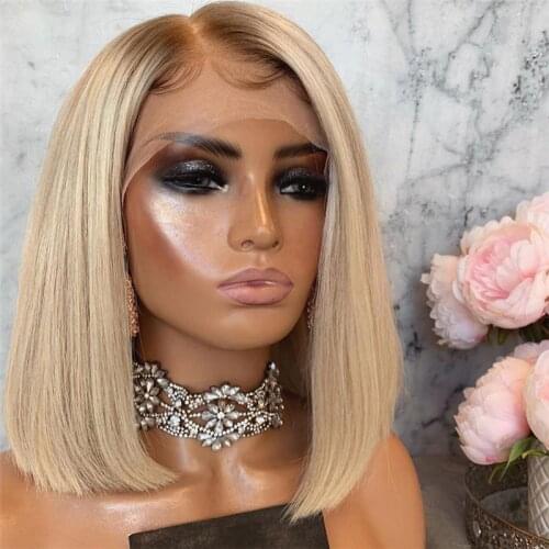 Lace Front Human Hair Wigs Ash Blonde With Dark Roots Pre Plucked Brazil Straight Lace Wig Glueless Transparent Human Hair Wigs