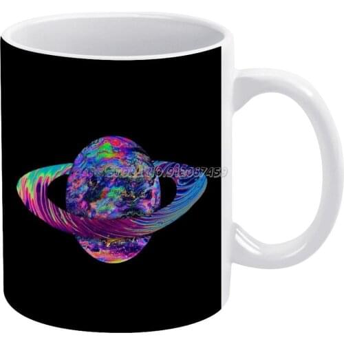 Planet L Coffee Mugs 330ml Creative Travel Mug and Cup Office Drinkware Mugs Tazza Trippy Neon Pour Fluid Liquid Hippy 60s Plane