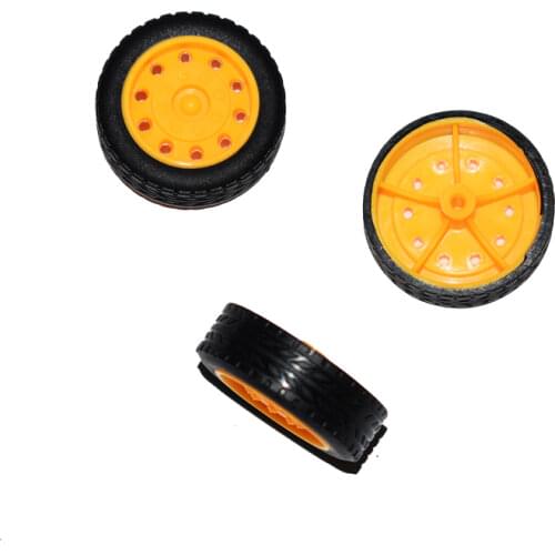 10pcs yellow rubber plastic toy wheels/DIY sand table building model material diy toy parts baby toys for children