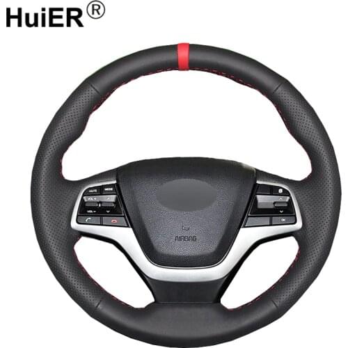 Hand Sewing Car Steering Wheel Cover Volan Funda Volante For Hyundai Elantra 4 2016-2019 Solaris 2017-2019 Accent 2018-2019