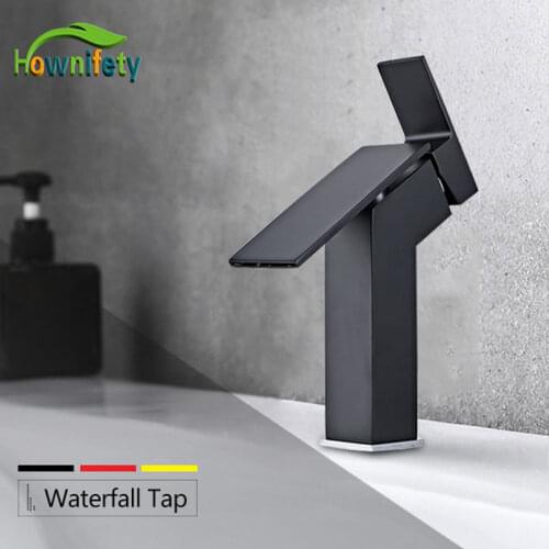 Black Chrome Basin Sink Faucet Hot Cold Brass Mixer Bathroom Faucet Sinlge Handle Single Handle Deck Mount Modern Free Ship