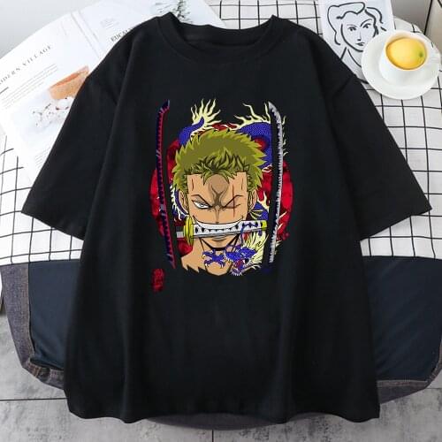 Straw Hat Roronoa Zoro Print Man T-Shirts Japanese Anime Print Clothes Cartoon Men Tee Shirt Korean Oversize Tshirts For Mens