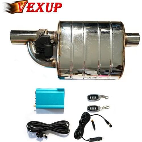 VEXUP Car Exhaust System Exhaust Pipe Kit Electric Valve Control Adjustable Valve Angle Silencer Stainless Universal 51 63 70 76