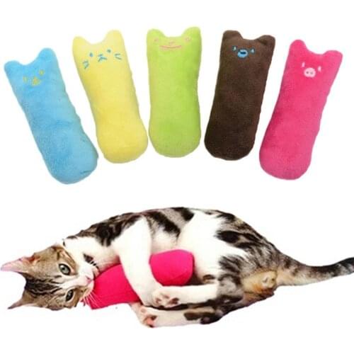 Teeth Grinding Bite-Resistant Pet Funny Plush Toys with Catnip Cartoon Print Cat T